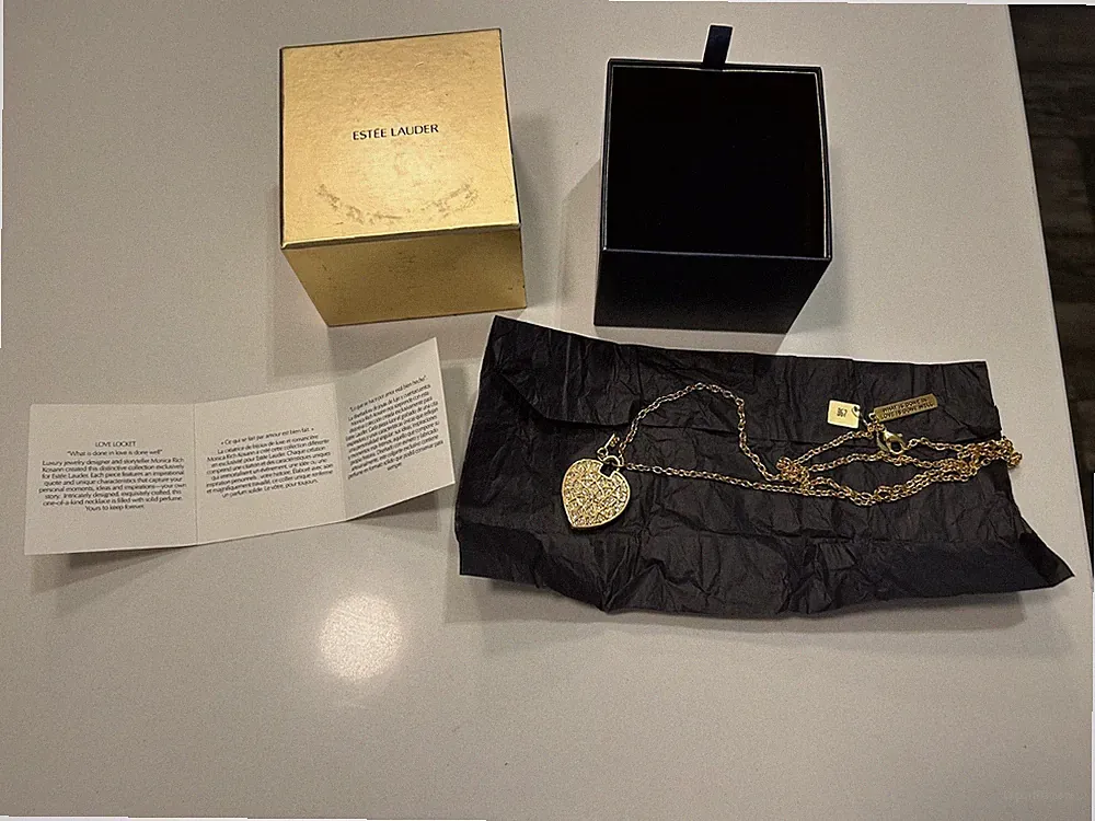 Estee Lauder Beautiful Love Locket EMPTY Solid Perfum Necklace 2017 CASE New